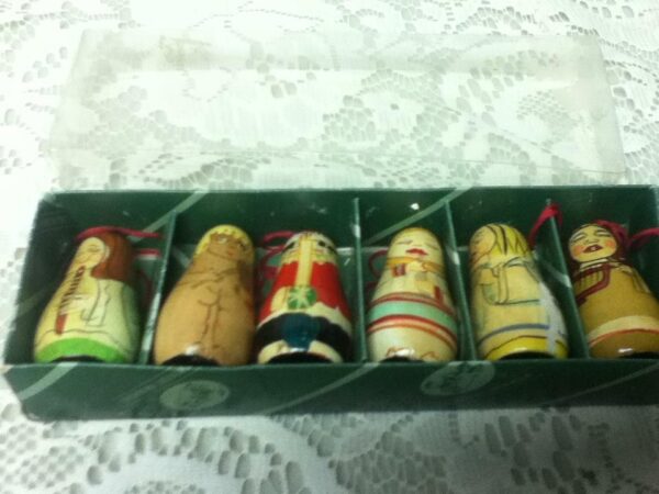 Vintage, 6-pc Santa and Angels Authentic Models Christmas Ornaments in Orig. Box