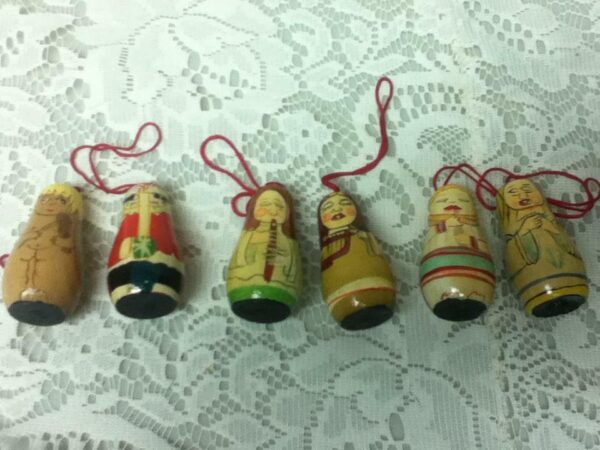 Vintage, 6-pc Santa and Angels Authentic Models Christmas Ornaments in Orig. Box