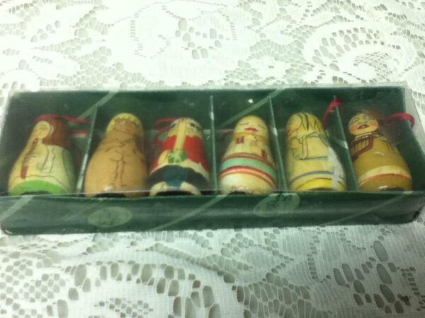 Vintage, 6-pc Santa and Angels Authentic Models Christmas Ornaments in Orig. Box