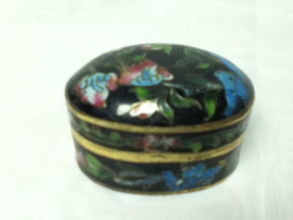 Vintage, Beautiful, Cloisonne, Floral, Hinged Type Trinket Box