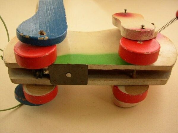 1950s, Made in Japan, Hand Painted, Wooden, 7in Puppy Pull Toy