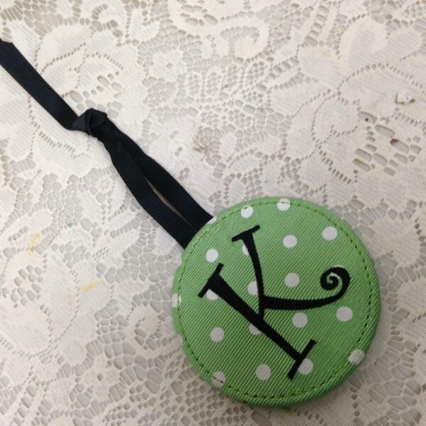 Monogram K Green Polka Dot Ornament 3.5in in D