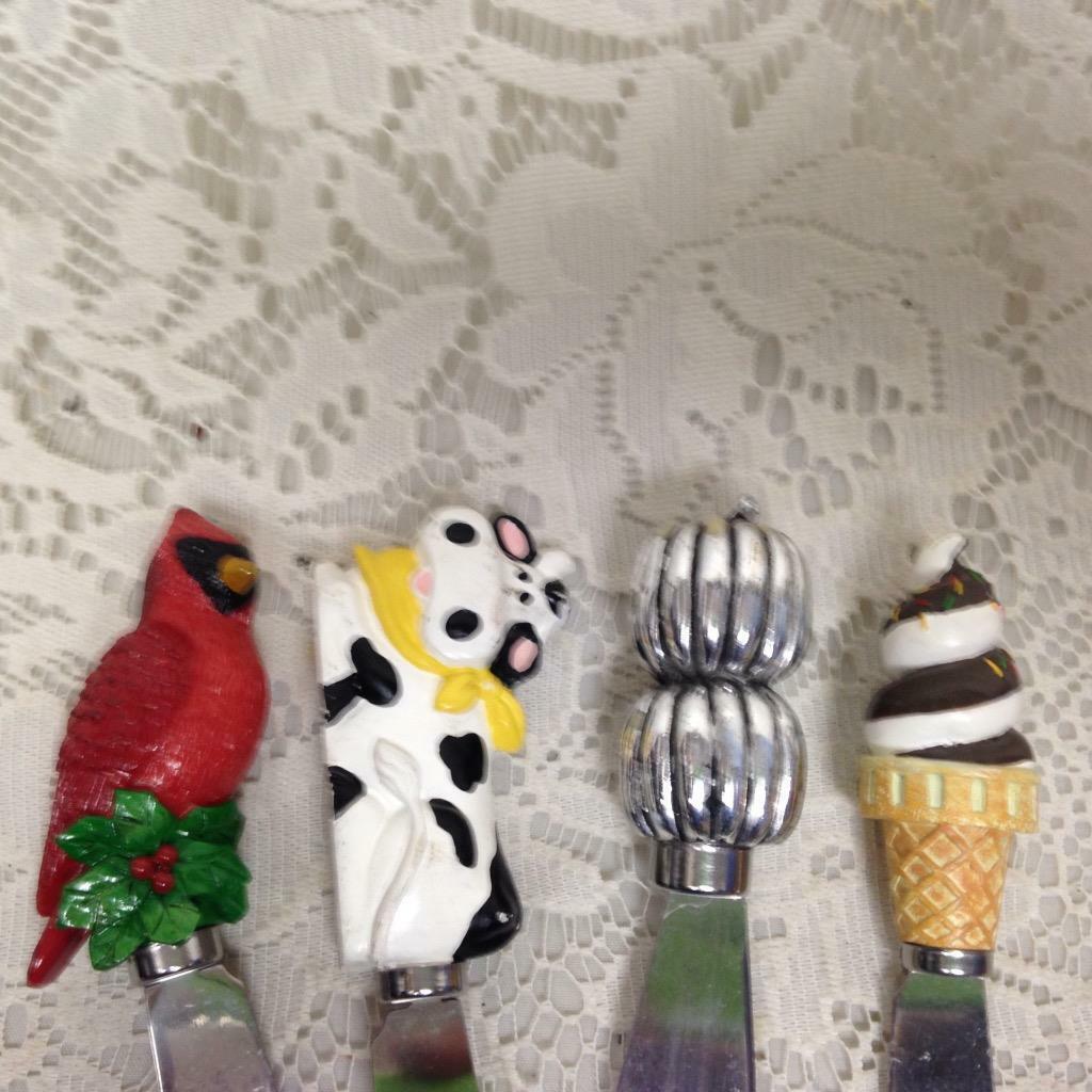 4pc Miscellaneous Figural Butter-Cheese Knives Ornament 5in