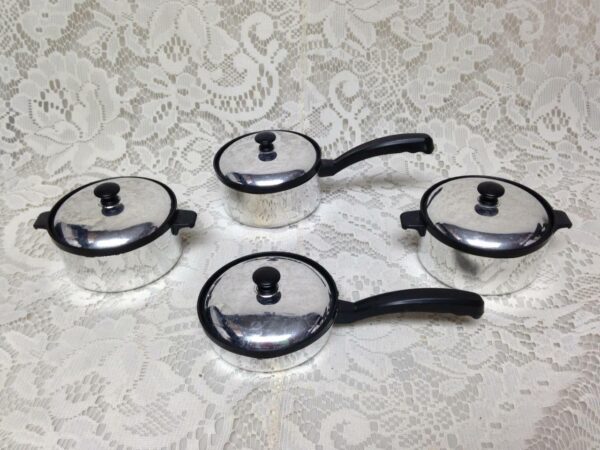 Vintage, Stainless Steel Style, 8pc Childs Plastic Cookware Set