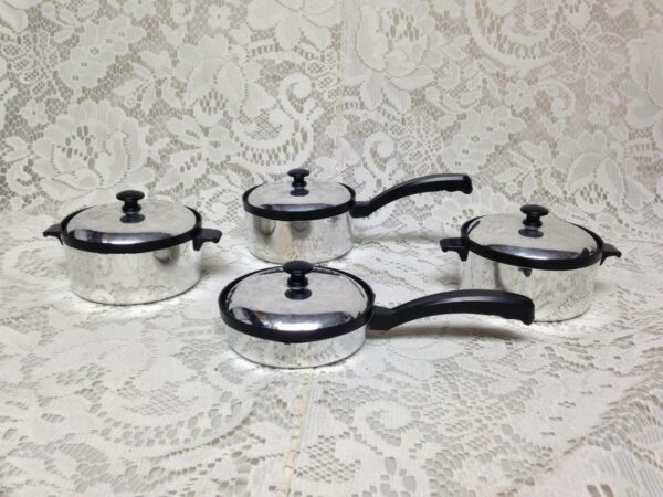 Vintage, Stainless Steel Style, 8pc Childs Plastic Cookware Set