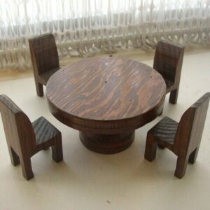 Vintage, Folk Art, Wooden Doll's 5-pc Dining Set