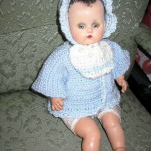 1920-30s R & B 17" Composition Baby Doll in Blue Knitted Sweater