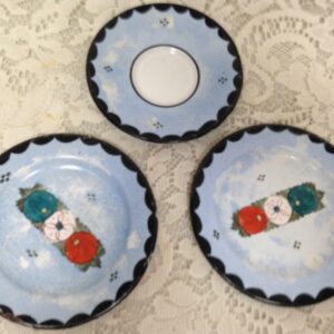 Antique, Germany, 3-pc Blue Floral Child's Dishes