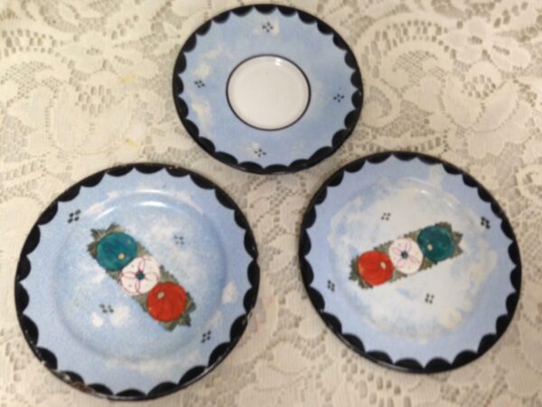 Antique, Germany, 3-pc Blue Floral Child's Dishes