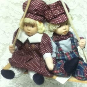 Beautiful, 9-inch, Dutch Boy And Girl Dolls on a Swing