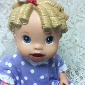 2009 Hasbro 14" Baby Alive Doll in Purple Dotted Dress