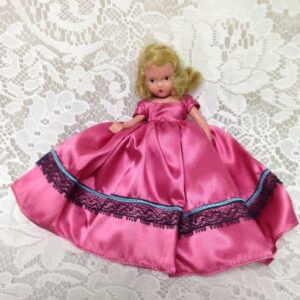 Vintage, Rare, 1930-40s 6.5in Nancy Ann Story Book Bisque Doll in Pink Gown