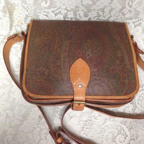 Etro, Italy, Burgundy Paisley Messenger Crossbody 10in x 9in x 2in