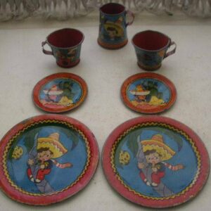 1940s Ohio Art #80 Mexican Boy Child’s Tin Tea Set