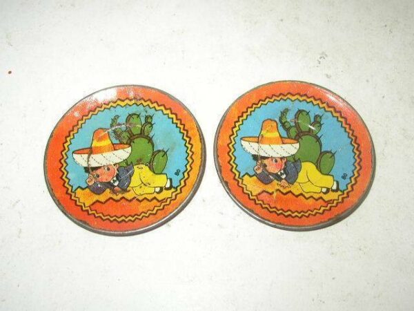 1940s Ohio Art #80 Mexican Boy Child’s Tin Tea Set