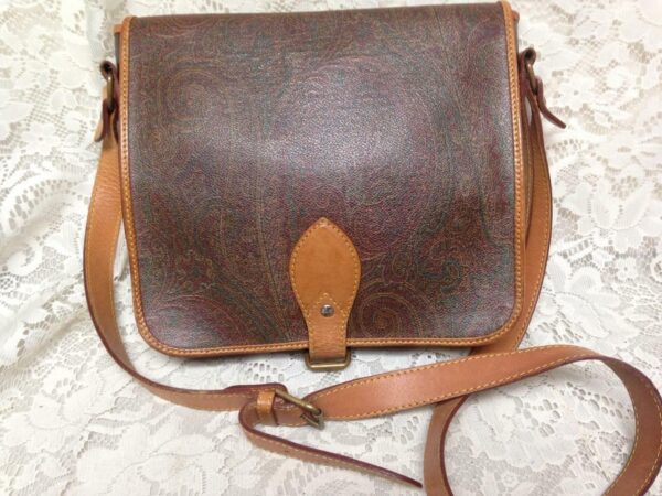 Etro, Italy, Burgundy Paisley Messenger Crossbody 10in x 9in x 2in