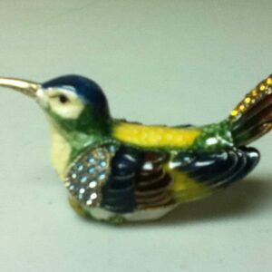 Multi-color Enamel Humming Bird with Rhinestones, Gift or Ring Box