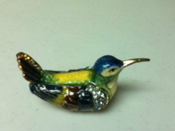 Multi-color Enamel Humming Bird with Rhinestones, Gift or Ring Box