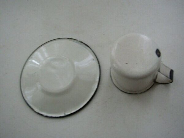 Vintage, 2-pc Enamelware Child's Cup and Saucer