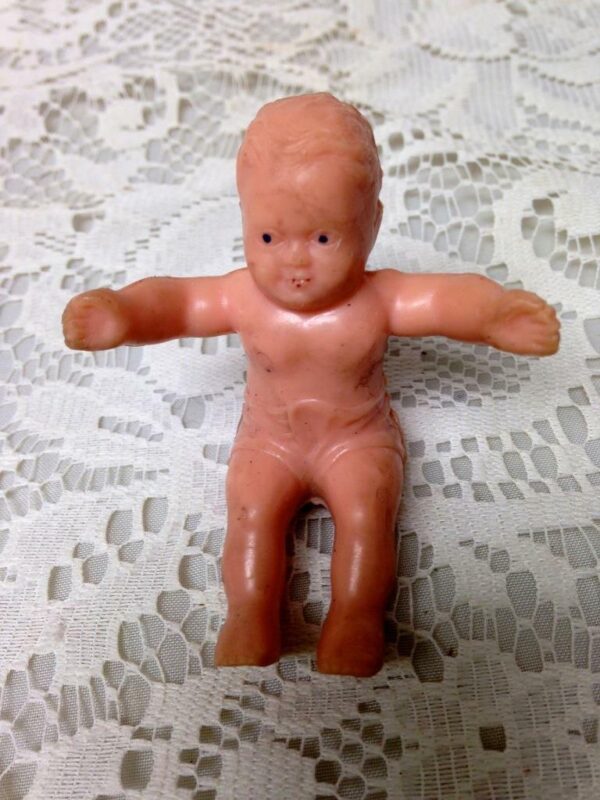 Vintage, Adorable Dollhouse Miniature, 3.5in Rubber Doll