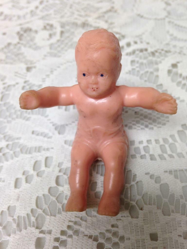 Vintage, Adorable Dollhouse Miniature, 3.5in Rubber Doll