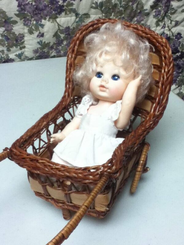 Vintage, 8in Eugene Blond Doll in 2-wheeler, Wicker Buggy or Stroller