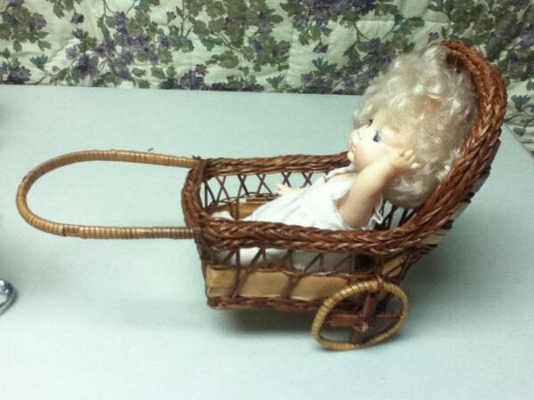 Vintage, 8in Eugene Blond Doll in 2-wheeler, Wicker Buggy or Stroller