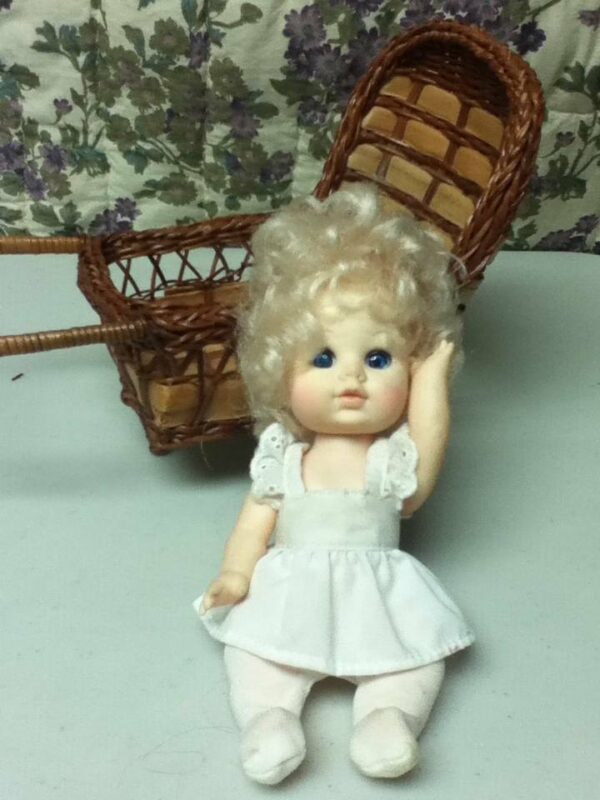 Vintage, 8in Eugene Blond Doll in 2-wheeler, Wicker Buggy or Stroller