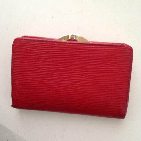 Louis Vuitton Red Epi Leather, Kisslock Compact Wallet 5.5inx4in (MI0918)