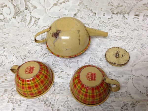 Vintage, Rare, J. Chein, 7pc Childs, Elephant Tin Tea Set