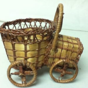 Vintage, Handcrafted, 6in x5in x4in Figural Wicker Automobile Planter