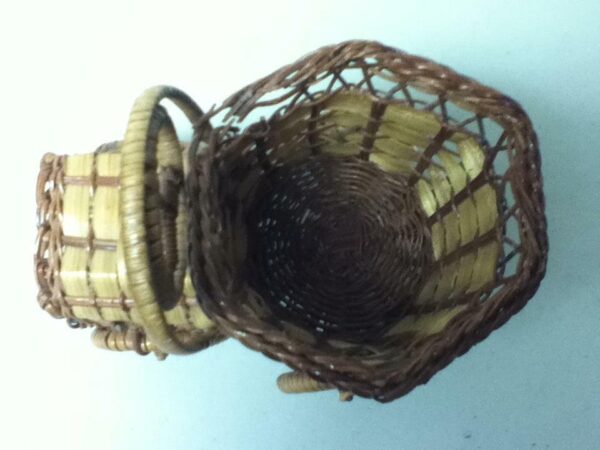 Vintage, Handcrafted, 6in x5in x4in Figural Wicker Automobile Planter