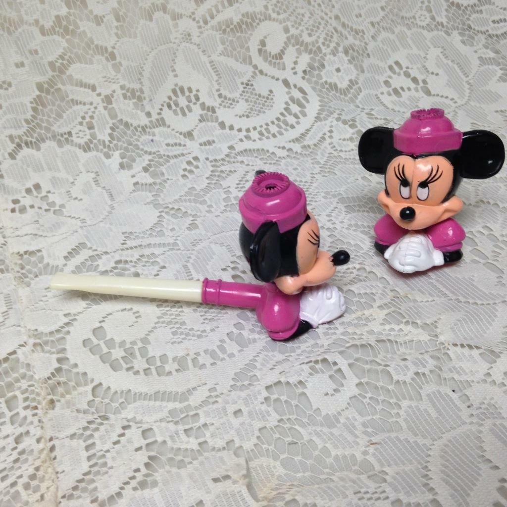 Rare Pair of Disney, Minnie the Mouse, Figural Bubble Maker, 5in L x 2.5in