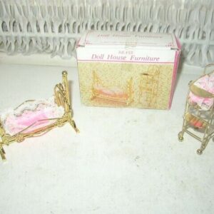 1960s Superior Marketing Prod. 4pc Dolls Nursery Crib-High Chair Set - Orig. Box