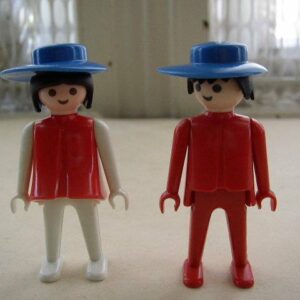 Vintage, 1974 Geobra, Lot of 2 Little People Figures with Hat