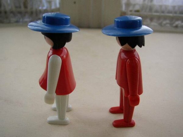 Vintage, 1974 Geobra, Lot of 2 Little People Figures with Hat