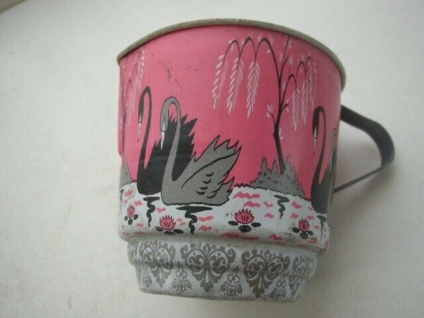 1956 Ohio Art, Pink Willow -Swans Child's Tin Tea Set