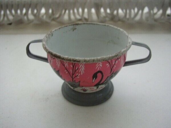 1956 Ohio Art, Pink Willow -Swans Child's Tin Tea Set