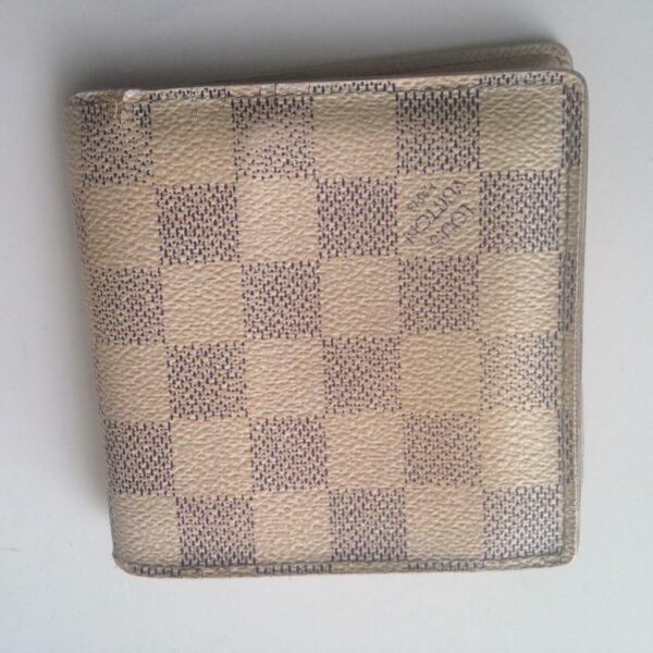 Authentic Louis Vuitton Damier Azur Mens Wallet 4in x 4in(CA2057)