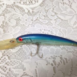 Vintage Fishing Lures, Blue with Red Eyes, 6.5in L x 2in W