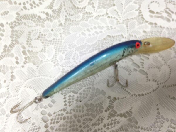 Vintage Fishing Lures, Blue with Red Eyes, 6.5in L x 2in W