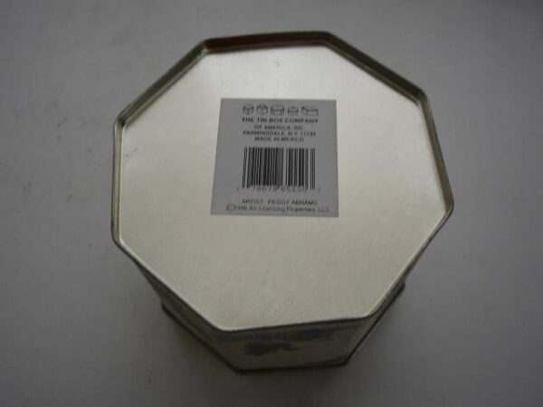 1996, Tin Box Co. of America, Signed, Peggy Abrams Octagon shaped Bear Tin Box