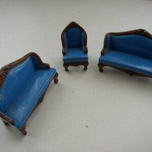 1980 Mattel Inc. 3-pc Metal Dollhouse Living Room Set Miniature