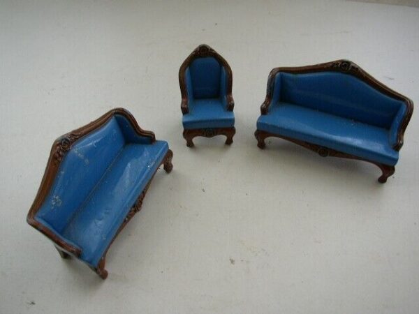 1980 Mattel Inc. 3-pc Metal Dollhouse Living Room Set Miniature