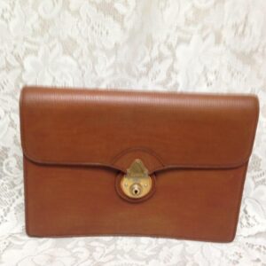 Authentic Burberry, Tan-Brown Leather Mens Clutch-Wristlet with Key 11inx8inx3in