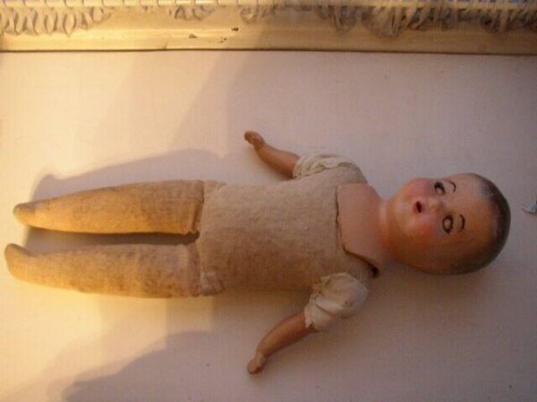 Antique, Reliable, 18" Composition Baby Doll in Red Dress