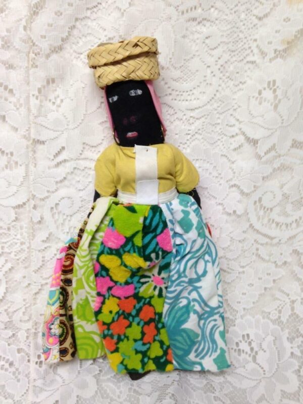 Vintage, 15-inch Handcrafted Fruit Vendor Fabric Doll