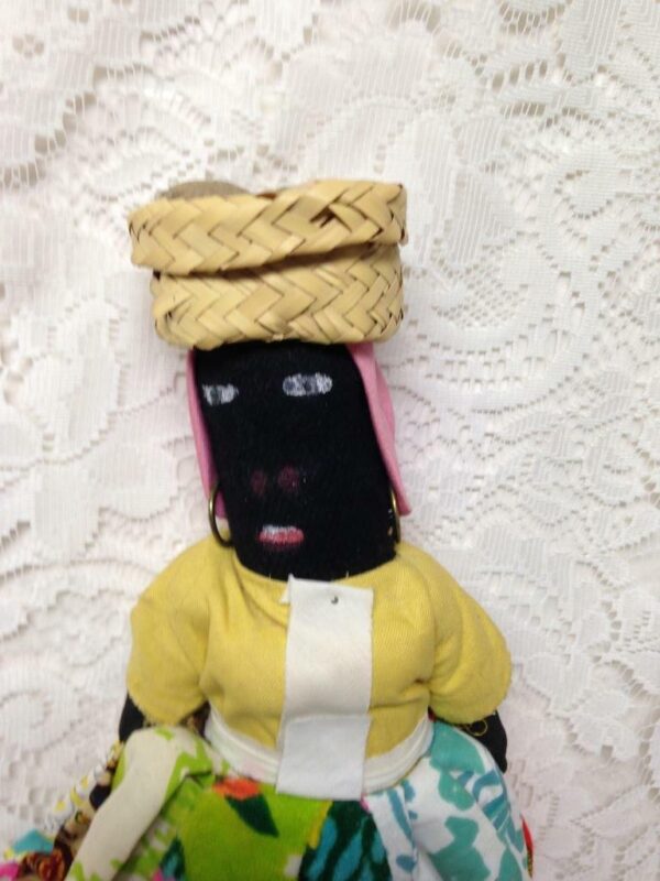 Vintage, 15-inch Handcrafted Fruit Vendor Fabric Doll