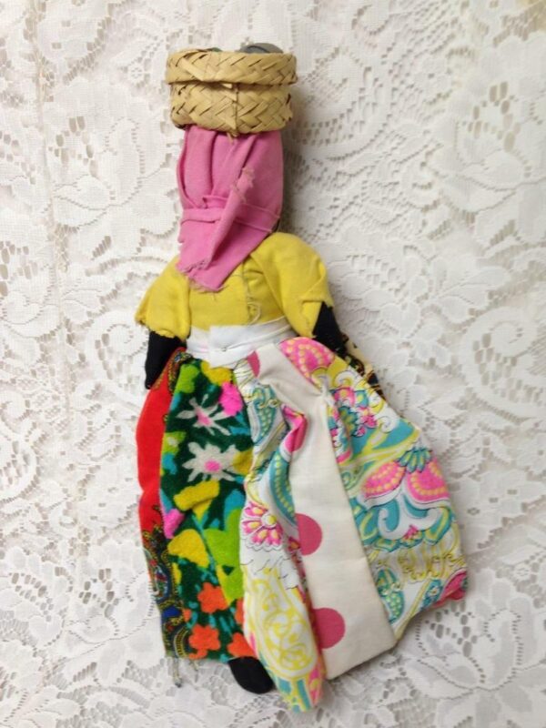 Vintage, 15-inch Handcrafted Fruit Vendor Fabric Doll