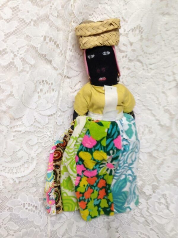 Vintage, 15-inch Handcrafted Fruit Vendor Fabric Doll